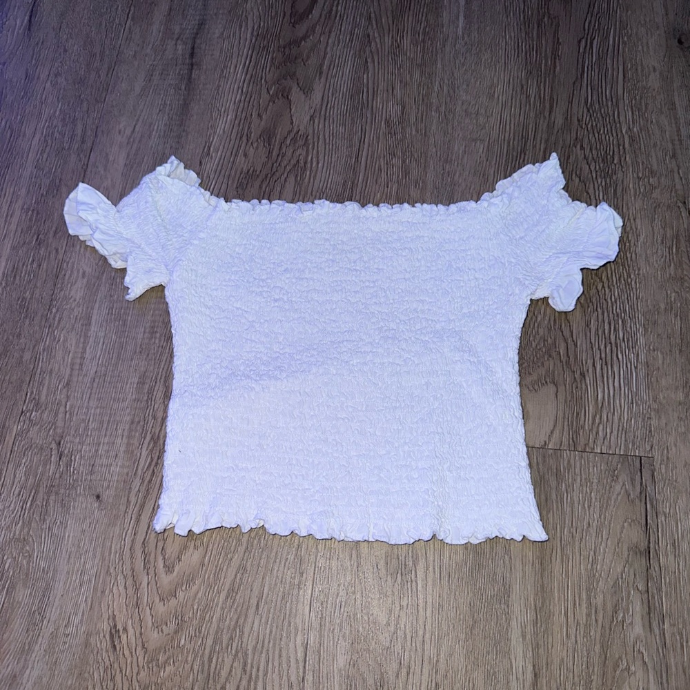 white off the shoulder crop top